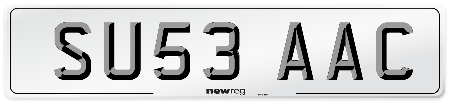 SU53 AAC Number Plate from New Reg